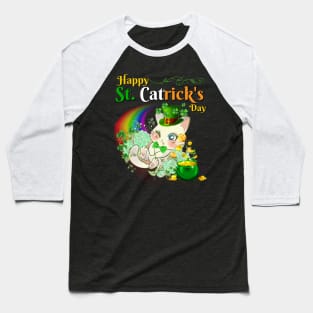 Happy St Catrick's Day Kawaii Kitty Baseball T-Shirt